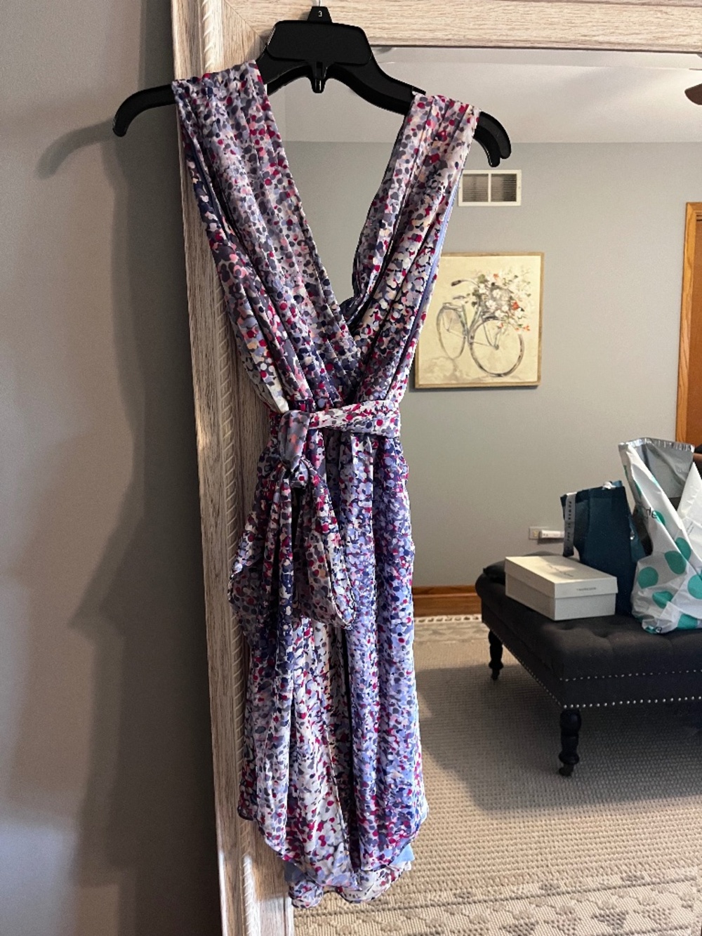 NWT BCBGeneration Abstract Confetti Print Faux Wrap Midi Dress - Size S - Small